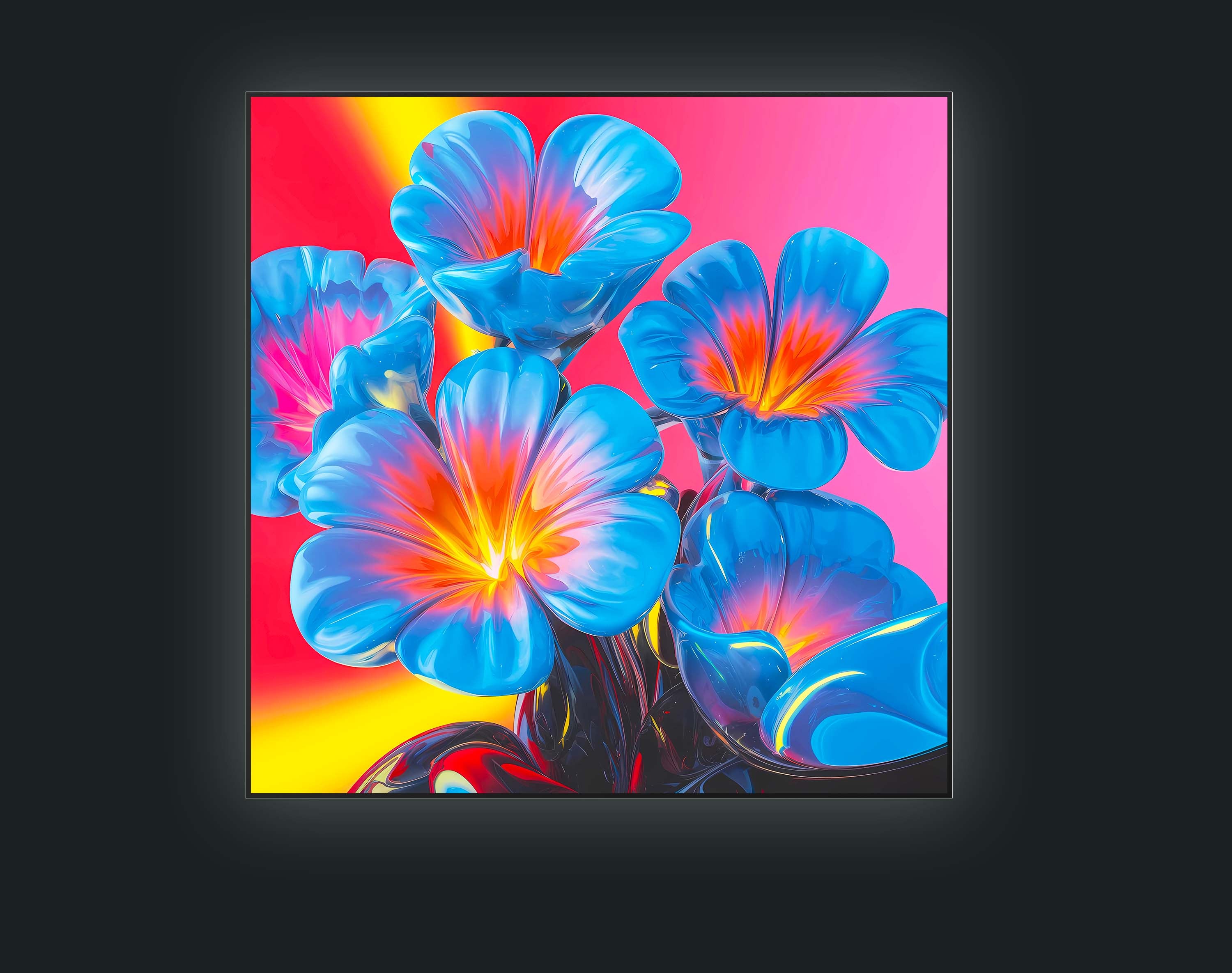 Modern Glow: Neon Floral Elegance