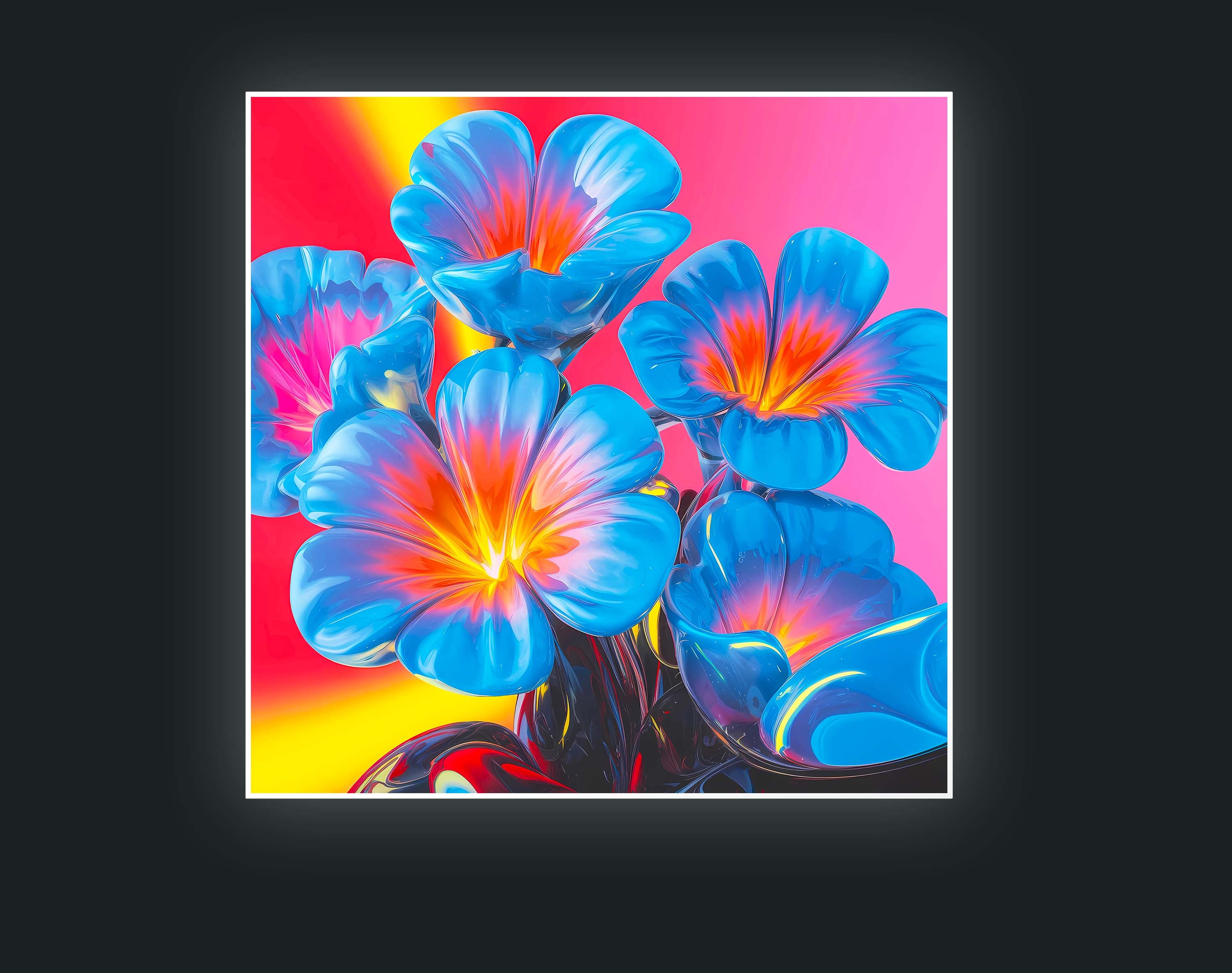 Modern Glow: Neon Floral Elegance