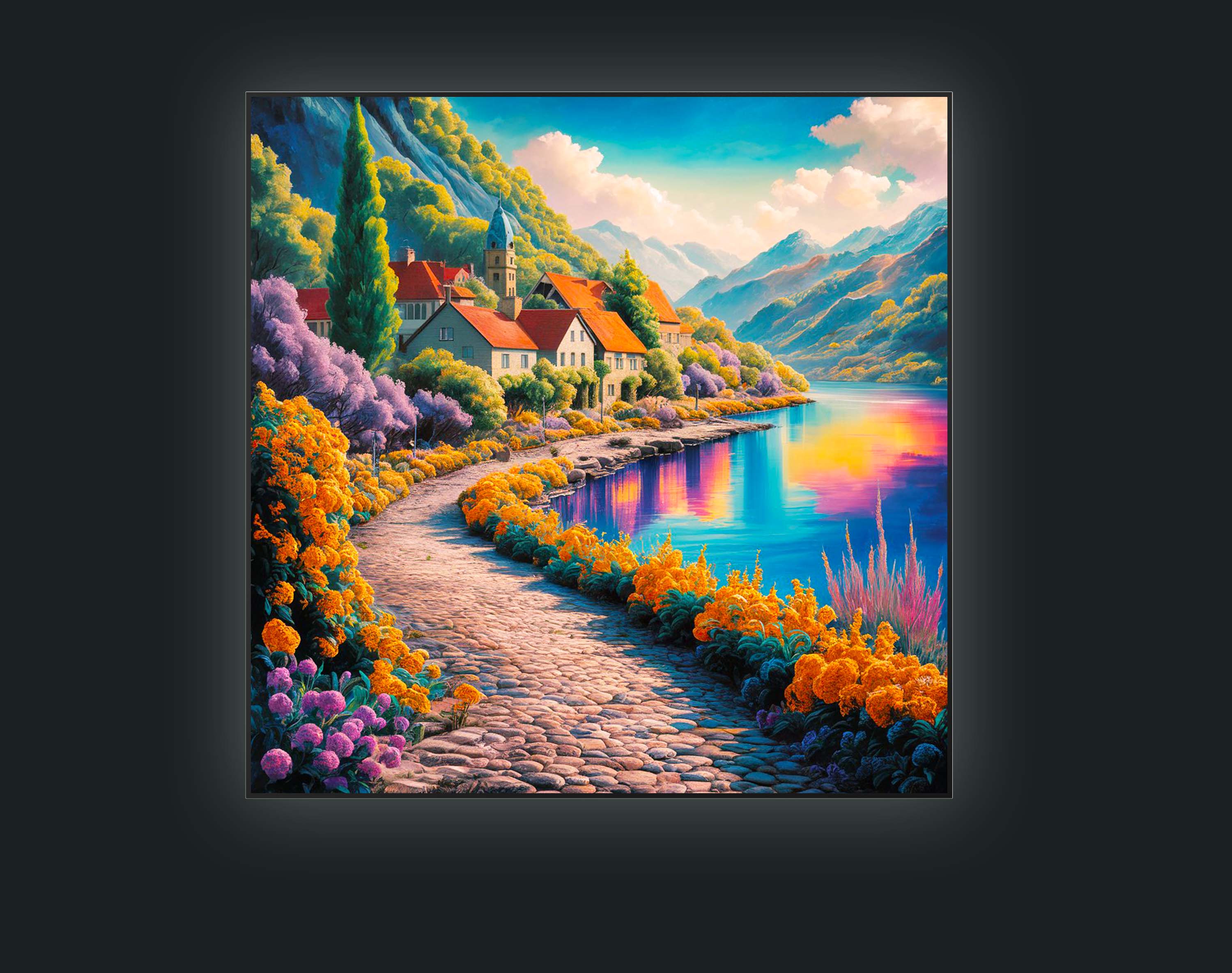 Serene Lakeside Village